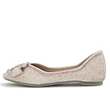 LiupanUp Women's Pointed Rhinestone Flat Shoes Glitter Flowers Wedding Comfortable Dress Shoes 1Apricot size7