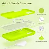 GONEZ Magnetic Silicone for iPhone 15 Plus Case, [Compatible with MagSafe][1X Camera Protector + Screen Protector], Microfiber Lining Shockproof Protective Phone Cover 6.7", Fluorescence Green