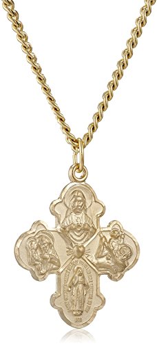 Amazon Essentials Men's 14k Gold-Filled 4-Way Medal Pendant Necklace with Gold-Plated Stainless Steel Chain, 24" (previously Amazon Collection)