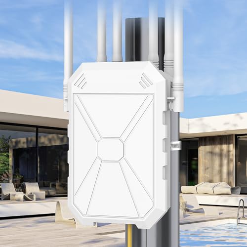 AX1800 Outdoor WiFi 6 Extender, High Power Outdoor WiFi Extender Signal Booster, Long Range Outdoor WiFi Access Point, IP67 Weatherproof, Passive PoE, for Starlink, Patio, Camping, Yard, RV