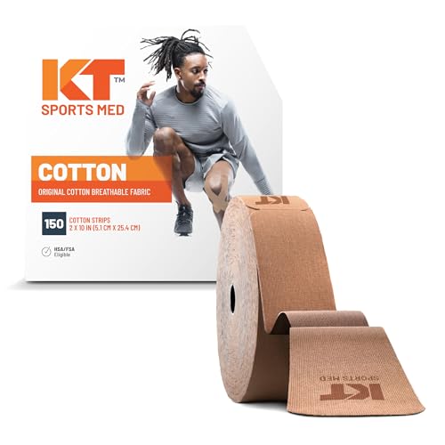 KT Tape, Original Cotton, Elastic Kinesiology Athletic Tape, 150 Precut 10” Strips, Beige