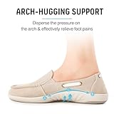 Womens Slip On Shoes - Casual Boat Loafers Shoes for Women with Arch Support - Plantar Fasciitis Canvas Sneakers for Daily Walking (09, Beige)