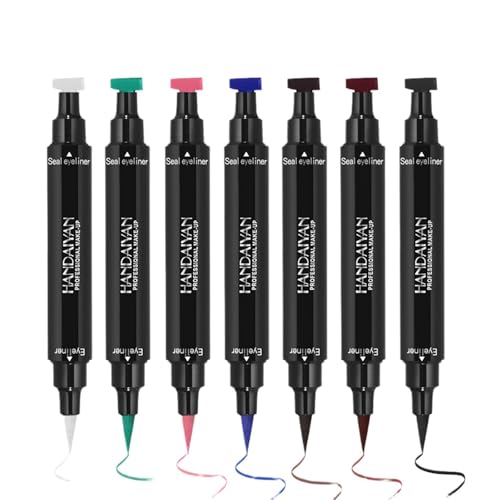 MAEPEOR Eyeliner Stamp Set 6 Colors Winged Eyeliner Stamp Long Lasting Waterproof and Smudgeproof Liquid Eyeliner for Beginner or Makeup Artist (Set 01)