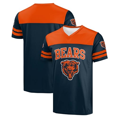 FOCO NFL Men's Officially Licensed Primary Logo Team Color Wordmark Game Day V-Neck Football Jersey - Chicago Bears - Navy - (Large)