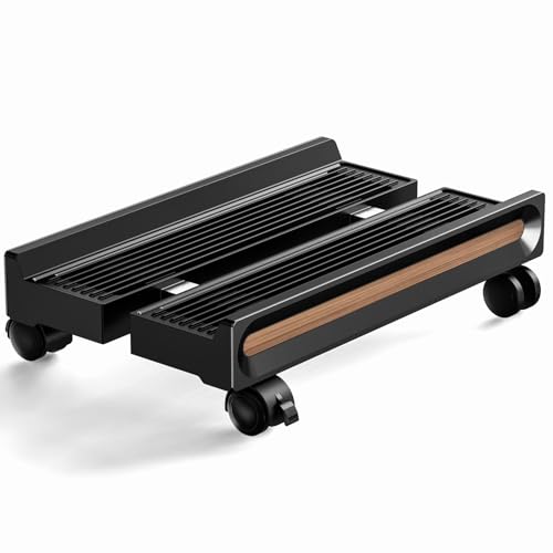 Adjustable Mobile CPU Stand,Ventilated PC stand for floor, Computer Tower Stand with Locking Caster Wheels Fits Most PC,Computer Mobile Cart Holder for Office,Gamers and Students