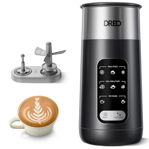 Dreo Milk Frother, 8-in-1 Electric Frother for Latte Art Coffee, 9oz/270ml Hot and Cold Foam Frother, Automatic Milk Warmer for Dairy and Non-Dairy Milk with LED, Easy to Clean, BaristaMaker Air