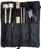 TUOREN Large Drum Sticks Bag with 6 Pair Drum Stick and Mallet Set Nylon Drum Sticks, Bamboo Jazz Drum sticks, Retractable Drum Wire Brushes, Bass Drum Mallet for Jazz Folk Rock Band Drummers