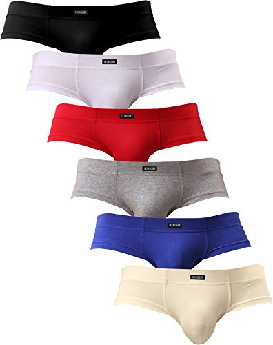iKingsky Men's Seamless Front Pouch Briefs Sexy Low Rise Men Cotton Underwear (Small, 6 Pack)