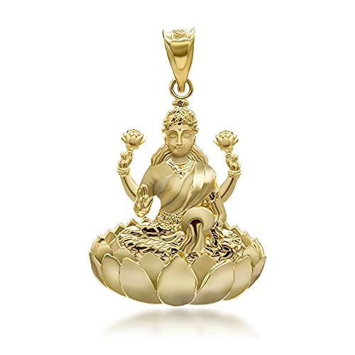 Certified 10K Yellow Gold Hindu Goddess Lakshmi (Luxmi) Pendant