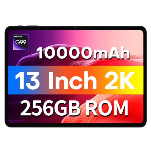 TECLAST T65Max Tablet, 13" Android Tablet with 256GB ROM, Helio G99 Octa-core for Gaming, Android 14 tableta, 10000mAh/18W Fast Charge, 13 inch Large Tablets with Widevine L1, 2.4G/5G WiFi, 8+13MP