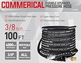 YAMATIC 3/8" Kink Resistant Pressure Washer Hose 100FT, Swivel 3/8" Quick Connector, 4000 PSI High Durability Cold Hot Water Max. 212°F, Fit Most Residential and Commercial Pressure Washer