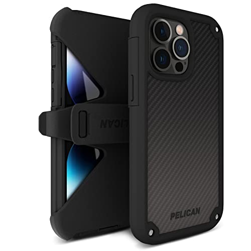 Pelican Shield Series - iPhone 14 Pro Max Case 6.7" [Compatible with MagSafe] [21ft Military Grade Drop Protection] Magnetic Charging iPhone Case Cover with Belt Clip Holster Kickstand - Black