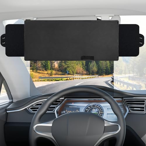 Veharvim Polarized Sun Visor for Car with 2 Side Sunshade, Upgraded UV400 Car Sun Visor Extension with PC Lens and Side Sunshade,Anti-Glare Car Visor for Safe Driving (Polycarbonate (PC), 1 Pack)