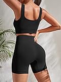 YWBIN 4 Piece Workout Sets for Women Seamless Ribbed High Waist Yoga shorts with Sports Bra Outfits