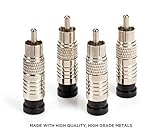 THE CIMPLE CO RCA Compression Connectors - Pack of 4 - RG-6 Coaxial Cable - Universal Male Connectors for RCA, Subwoofer, Composite, Component and Similar Cables