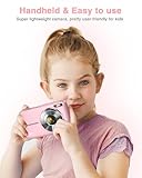 Digital Camera, FHD 1080P Point and Shoot Kids Camera, with 32GB Card, 2 Batteries, 16X Zoom Anti Shake Date Stamp, Compact Portable Small, for Starter Kid Children Teen Student Girl Boy(Pink)