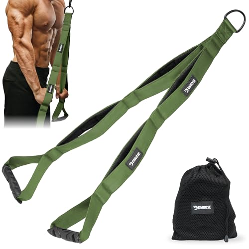 DMoose Fitness Tricep Rope Cable Attachment - Multi-Grip Gym Rope for Triceps, Back & Shoulders - Versatile Workout Tricep Pull Down Attachment for Muscle Isolation & Strength Training (Ranger Green)