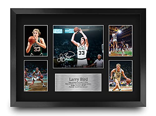 HWC Trading Larry Bird 16 x 12 inch (A3) Printed Gifts Signed Autograph Presentation Display for Basketball Memorabilia Fans - 16" x 12" Framed