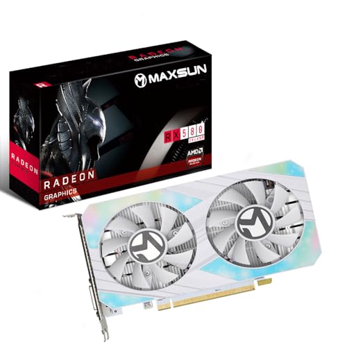 maxsun AMD Radeon RX 580 8GB 2048SP GDDR5 Computer Video Graphics Card GPU for PC Gaming 256-Bit DirectX 12 DVI, HDMI, DisplayPort Multi Monitors Extend (White)