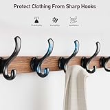 Tatub 29'' Coat Rack Wall Mount with Shelf, Wood Wall Hooks with Storage, Entryway Shelf with 5 Hangers for Bathroom, Living Room, Bedroom, Rustic Brown