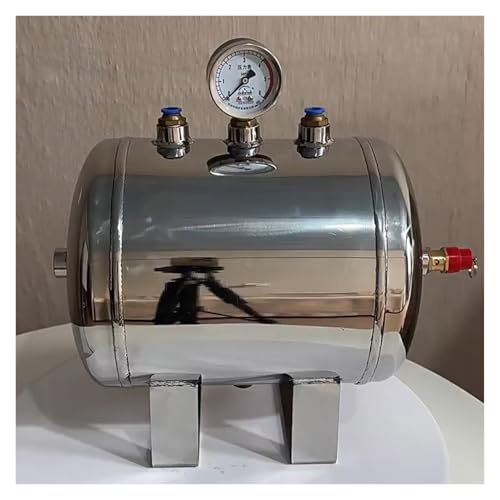 1 2 5 8gal 10 13 Gal High Pressure Air Reservoir Tank, Horizontal Large Small Mini Tanque De Aire Para Compresor, Stainless Steel Air Storage Containers with Gauge & Safety Valve(13.2Gal/50L)