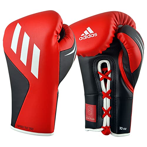 Adidas Tilt 350 Pro with Lace Closure - with New Tilt Technology - for Men, Women, Unisex - Sustainable Vegan Leather Boxing. Kickboxing, MMA Training Gloves (Active Red/Black, 16oz)