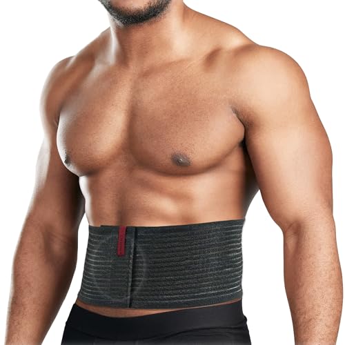 ORTONYX Umbilical Hernia Belt for Men and Women / 6.25" Abdominal Binder With Hernia Support Pad - Navel Ventral Epigastric Incisional and Belly Button Hernias - Black OX5241-L/XL