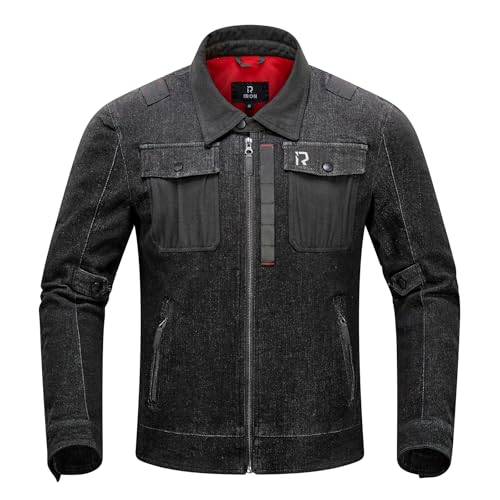 BORLENI Motorcycle Jacket Denim Breathable Reflective with Mesh CE Armor Protection for Men Motorbike Riding Jacket All Seasons