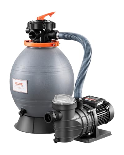 VEVOR Sand Filter Pump for Above Ground Pool, 16 in, 3500 GPH, 3/4 HP Swimming Pool Sand Filter Pump System, Krystal Clear with 6-Way Multi-Port Valve & Strainer Basket, Easy Installation for Pools