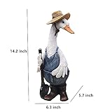 iRonrain Garden Statues Gardener Couple Duck, Indoor Outdoor Decorations Cute Ducks Art Décor Goose Figurine Ornament for Yard Home Garden Patio and Office (Male)