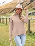 Zeagoo Women's Turtleneck Sweater 2024 Fall Winter Chunky Knitted Pullover High Low Hem Trendy Basic Jumper Top Khaki