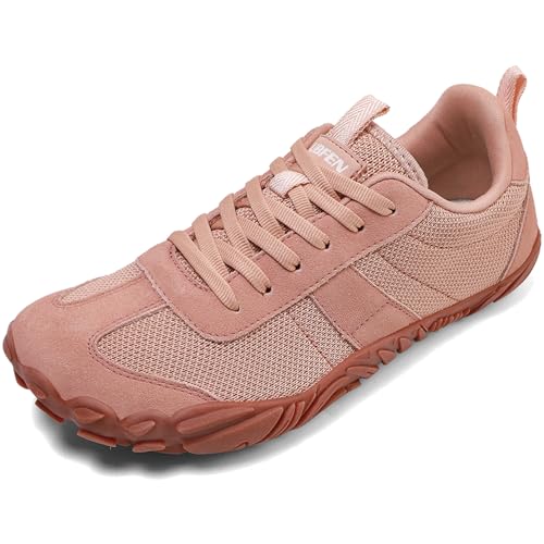 UBFEN Sneakers Barefoot Shoes for Womens Mens Minimalist Trail Running Hiking Comfortable Walking Pink Size 11 Women/9 Men
