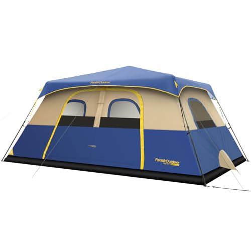 FanttikOutdoor Zeta C10 Pro Camping Tent 10 Person Instant Cabin Tent Setup in 60 Seconds with Rainfly & Windproof Portable with Carry Bag for Family Camping & Hiking, Upgraded Ventilation, Navy Blue