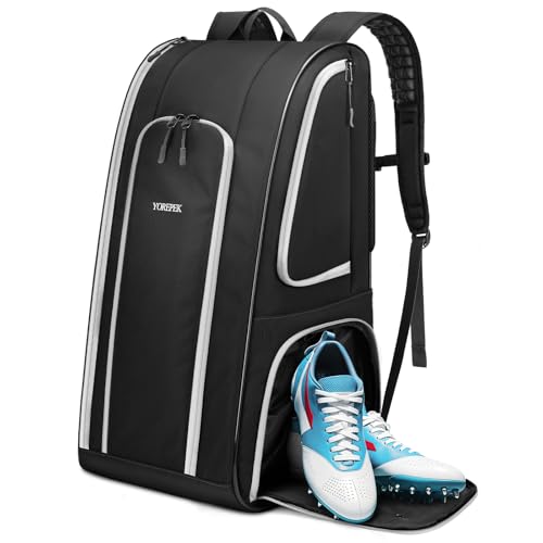 YOREPEK Football Bag for Equipment, Large Football backpack, Duffle Bag for Shoulder Pads & Shoes Compartment,baseball,basketball,soccer,black