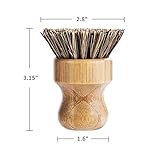 Palm Pot Brush- Bamboo Round 3 Packs Mini Dish Brush Natural Scrub Brush Durable Scrubber Cleaning Kit with Union Fiber and Tampico Fiber for Cleaning Pots, Pans and Vegetables