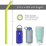 Softy Straws Wide Premium Reusable Silicone Drinking Straws + Patented Straw Squeegee - 9” Long With Curved Bend for 20 30 32 oz Tumblers Non Rubber, Flexible, Safe for Kids/Toddlers, Smoothie