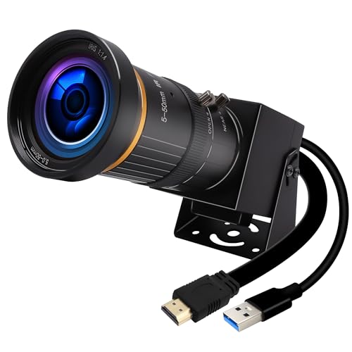 Hotpet 4K 60FPS H.264 Webcam HDMI USB3.0 Simultaneous Streaming Industrial Camera with Close-up 5-50mm Varifocal Lens for PC Windows Linux Mac Android