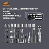 JIMIHOME Snap to GO Mini Ratchet and Screwdriver Set, 41-Pieces, Polycarbonate and Alloy Steel, Compact and Portable