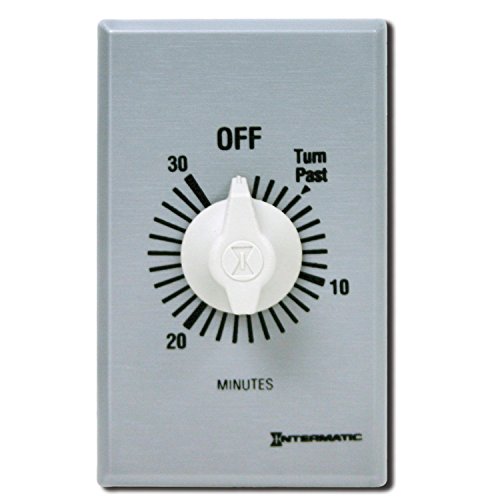 Intermatic FF30MC 30-Minute Spring Loaded Wall Timer SPST No Hold - Enhance Energy Efficiency with Universal Compatibility - Automatic Timer for Effortless Control, Brushed Metal Finish