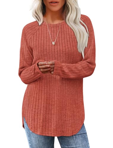 Saloogoe Thanksgiving Sweaters for Women Trendy 2024 Long Sleeve Shirts Casual Fall Ladies Fashion Tops Pumpkin L