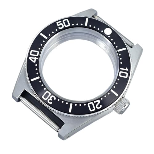 KAKWPFMVCK 40mm NH35 Watches Cases Sapphire Steel bezel Parts Fit For Seiko NH35 NH34 NH36/38 Movement 28.5mm Dial Modified Black Tiger Whale Watch case(Steel bezel 3)