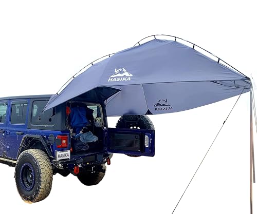 Versatility Camping Tent for Truck Bed,SUV RVing, Van,Trailer and Overlanding Portable Teardrop Awning Canopy Tear Resistant Tarp with 2 Sandbag