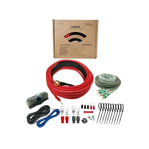 4 Gauge CCA Amplifier Installation Wiring Kit 1000W Power Handling Complete Amp Wire Kit for High-Performance Car Audio Systems, Delivers Clear Power to Subwoofers, Speakers, and Head Units