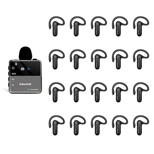 IndoorLink Lavalier Wireless Tour Guide System, Tour Guide Audio System, Noise Reduction, Whisper Wireless Tour Guide Headsets Set for Churches, Factory Visit,Museum Visit, Exhibition, Court. (1T20R)