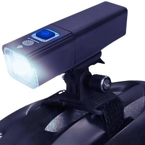 Bike Helmet Light, 8000 Lumens Bike Headlight Rechargeable, Front Bike Lights for Night Riding, 7 Modes, Wide Beam, IPX6 Waterproof Light with Upgrated Adjustable Mount Strap and Angle
