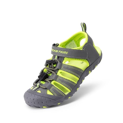 DREAM PAIRS Boys Girls Closed-Toe Outdoor Summer Sport Sandals (Little Kid/Big Kid),Size 2 Little Kid,GREY/GREEN,181105K