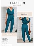 Dokotoo Jumpsuits for Women Dressy One Piece Sexy Long Pants Smocket Waist Cold Shoulder Cruise Outfits Open Back Outfits for Summer Plus Size,Green XX-Large