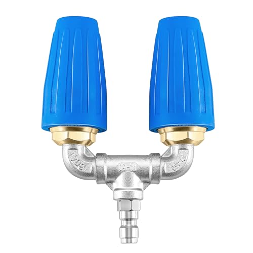 EASYBRO Dual Turbo Nozzle Pressure Washer, Double 360° Rotating Turbo Nozzle for Power Washer, 1/4" Quick Connect Twin Turbo Nozzle Tip, 4000 PSI, 4-6 GPM, 2.0 Orifice