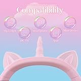 YUSONIC Unicorn Kids Headphones,Unicorn Bluetooth Headphones Foldable for Girls Boys Toddlers Phones pad/Amazon fire/Tablet,Light Up Kids Wireless Headphone Birthday Gifts (stn27 Purple Pink)