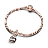 PANDORA Love Padlock Dangle Charm - Compatible Moments - Stunning Women's Jewelry - Gift for Her - Made Rose & Cubic Zirconia - With Gift Box